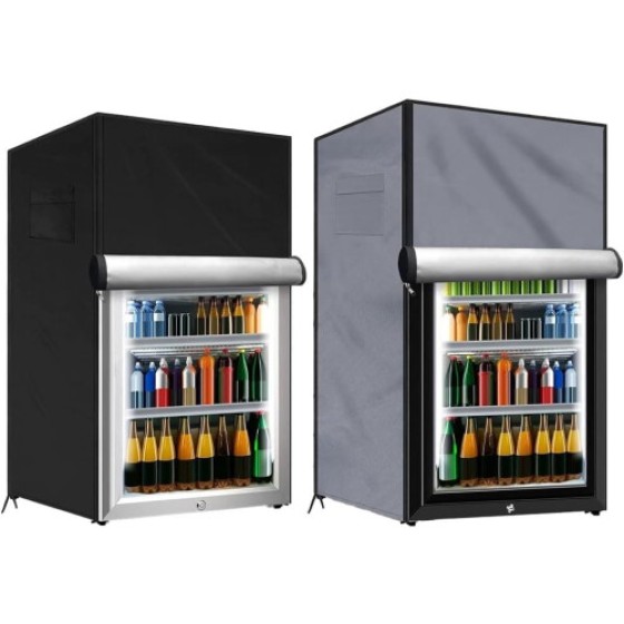 Penutup kulkas luar ruangan, bahan Oxford 210D untuk perlindungan efektif terhadap hujan dan kelembapan (hitam 58 x 58 x 142 cm) Hitam 5858142CM